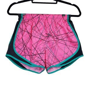 Nike Womens Dri-Fit Pink Green Logo Running Shorts Size XS